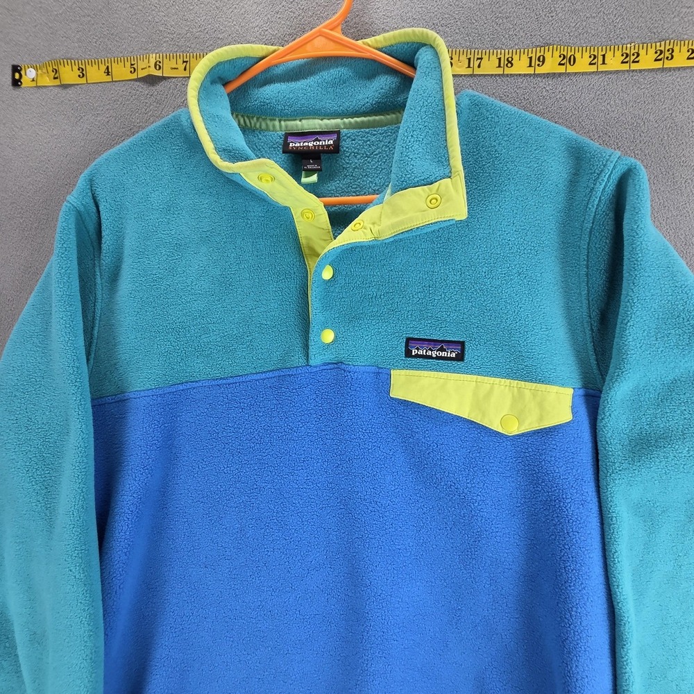 Patagonia Jacket Mens Large Blue Lightweight Synchilla Snap-T Fleece Pullover - Picture 8 of 11